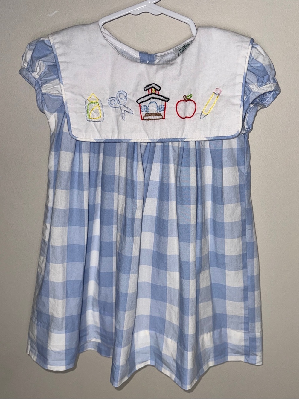 Classic Southern Smocks 18m Blue & White Gingham School Embroidered Smock Dress